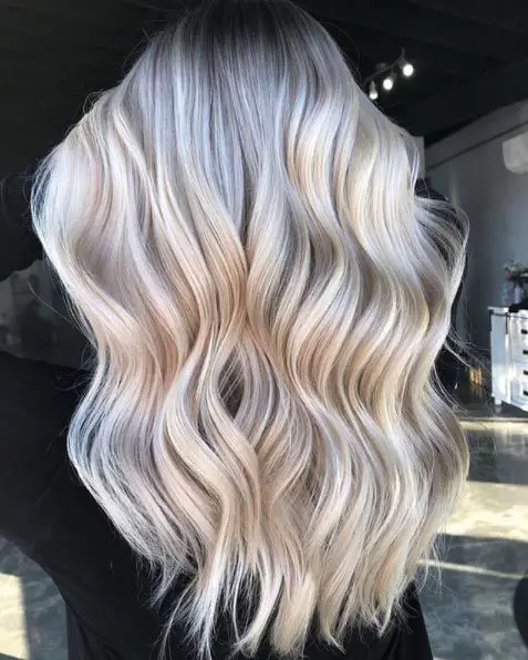 Ash Blonde Dark Roots Lighter Ends — Cool Winter Hair Colors