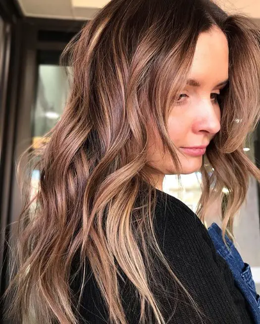 Collarbone Ash Brown With Blonde Balayage Collarbone Ash Brown With Blonde Balayage — Winter Hair Colors for Pale Skin