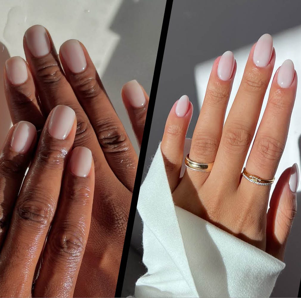 Sheer Nude Reindeer Face Nails Sheer Nude Reindeer Face Nails — Simple Winter Nails