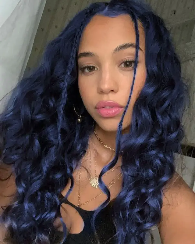 Middle Mid-Back Braided Blue Black Middle Mid-Back Braided Blue Black — Blue Black Hair