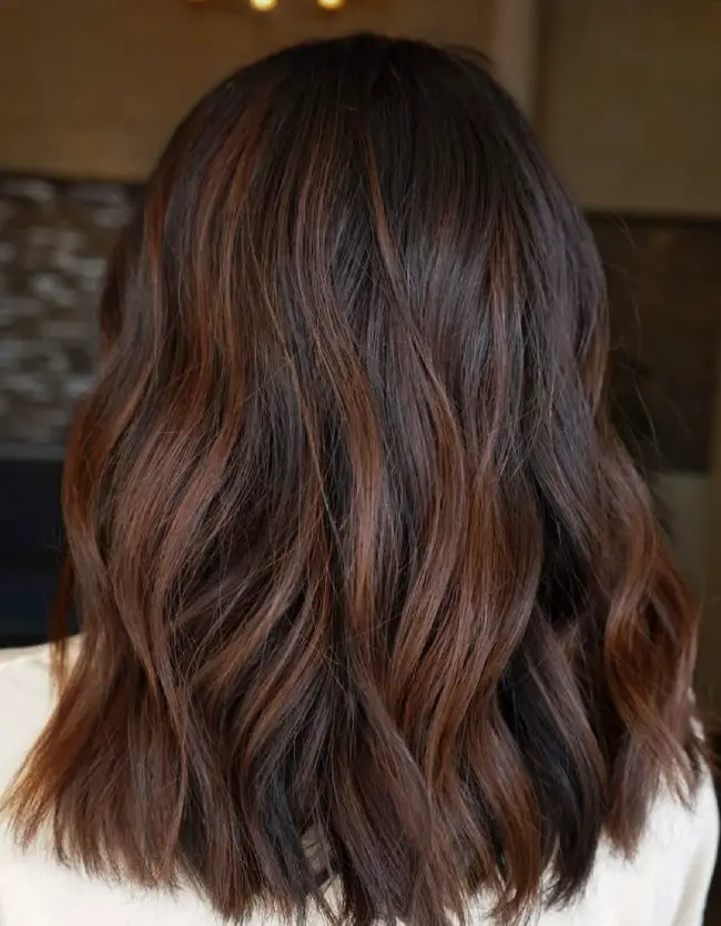 Collarbone Dark Brown With Cinnamon Balayage — Cinnamon Brown Hair