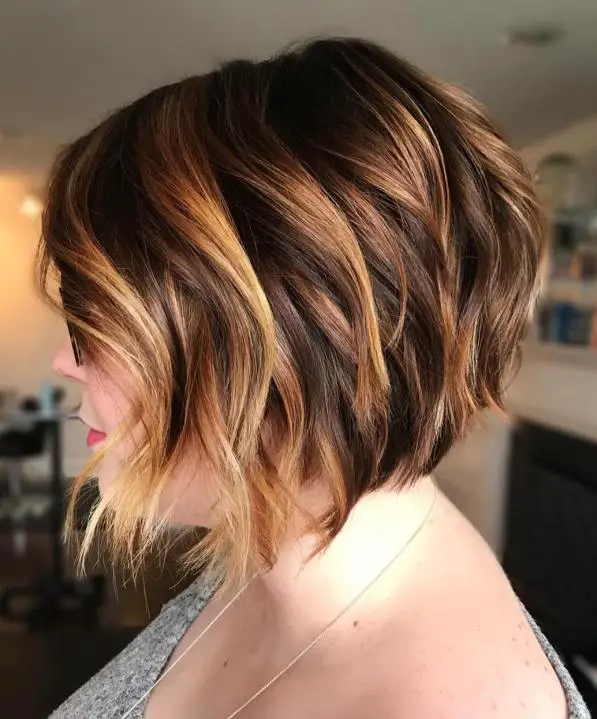 Layered Bob With Caramel Highlights Layered Bob With Caramel Highlights — Winter Hair Colors for Short Hair