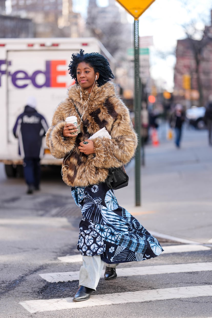 Textured Winter Look with Fur Coat, Maxi Skirt, and Jeans Textured Winter Look with Fur Coat, Maxi Skirt, and Jeans — NYC Winter Outfits
