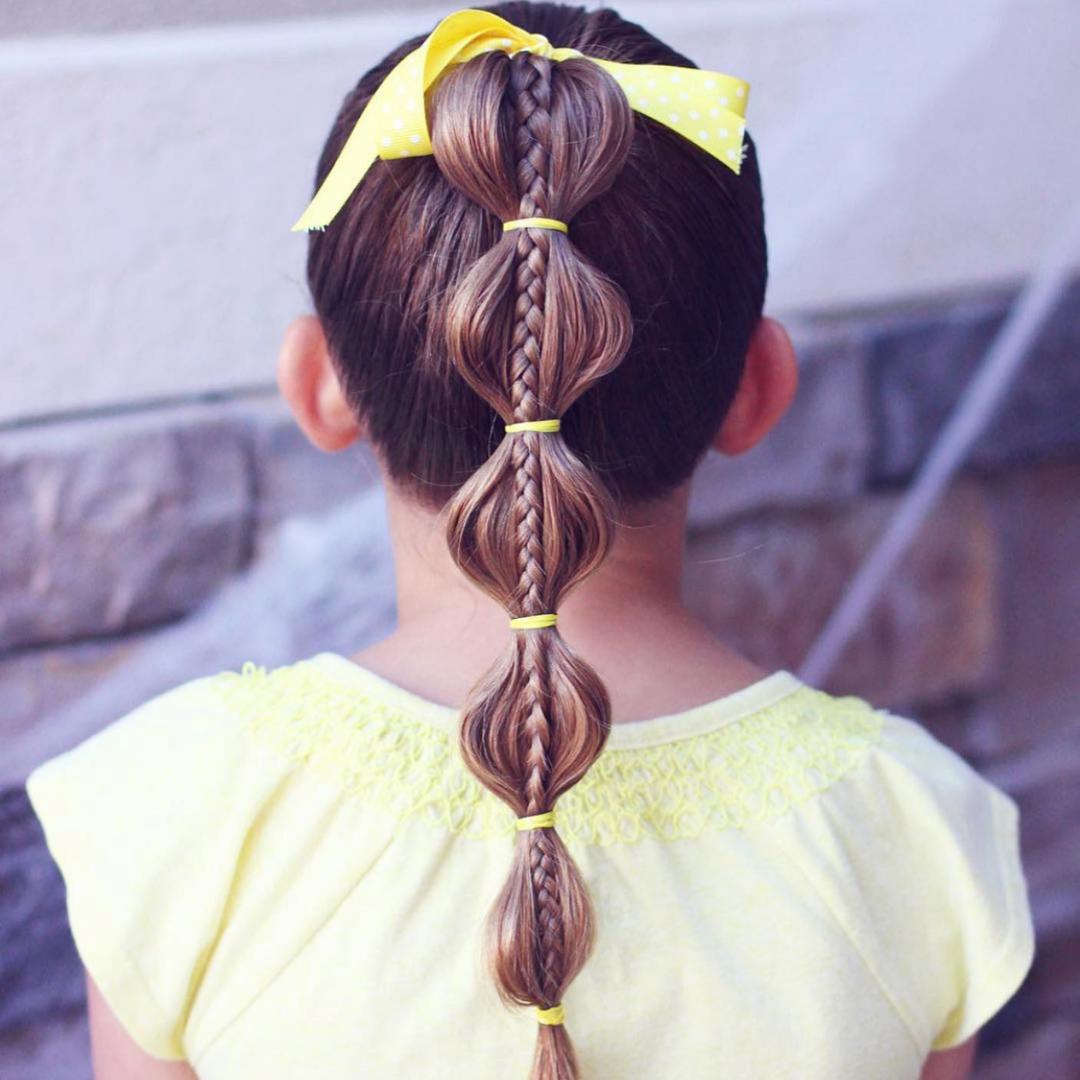 Bubble Ponytail With Braids — Winter Hairstyles for Kids