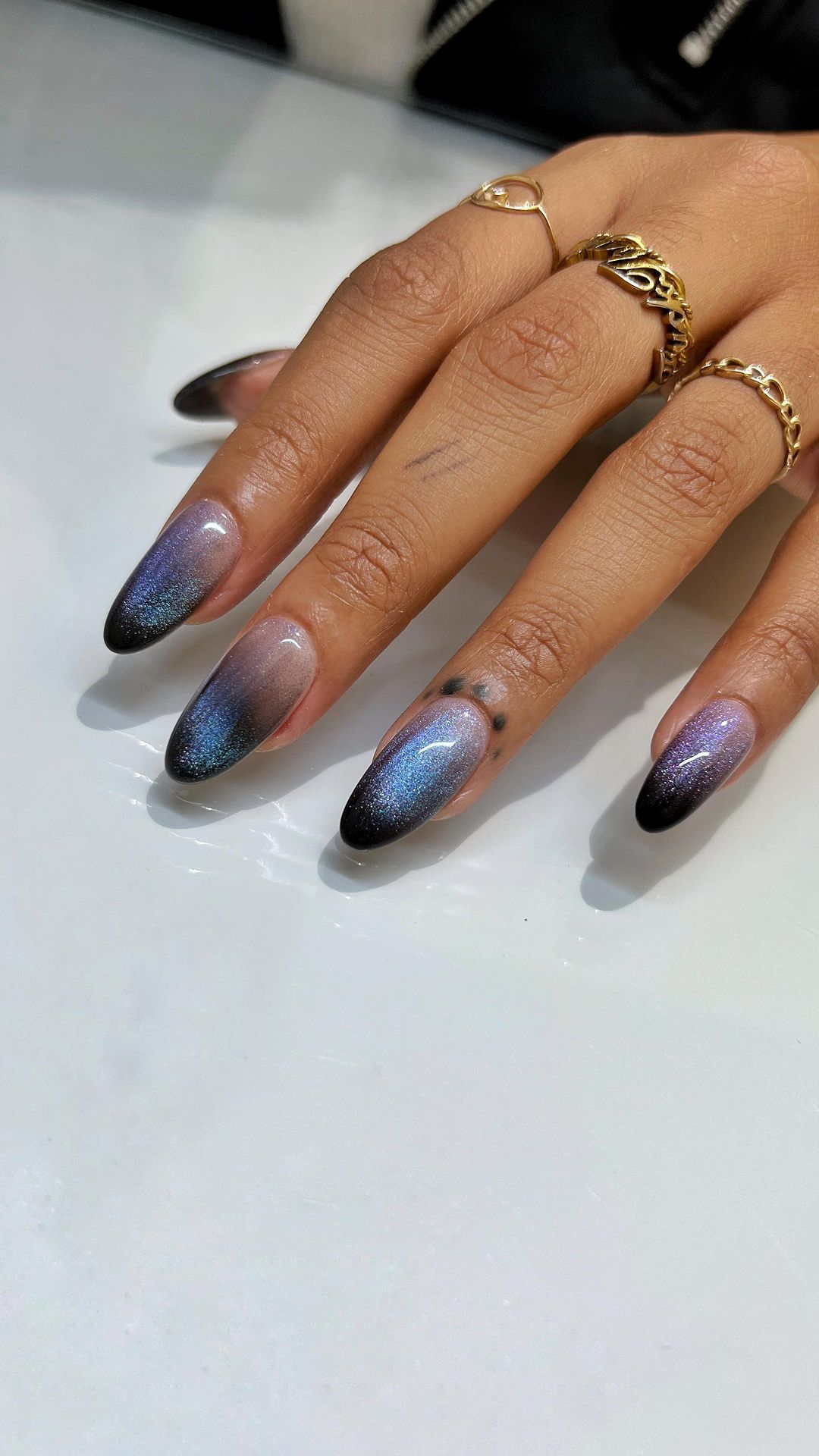 Black Pink Purple Ombre Cat Eye Nails Black Pink Purple Ombre Cat Eye Nails — Winter Cat Eye Nails