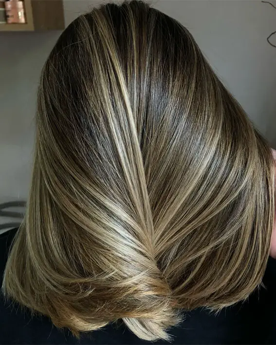 Dark Brown Blonde Highlights Blowout Dark Brown Blonde Highlights Blowout — Winter Shoulder Length Hairstyles