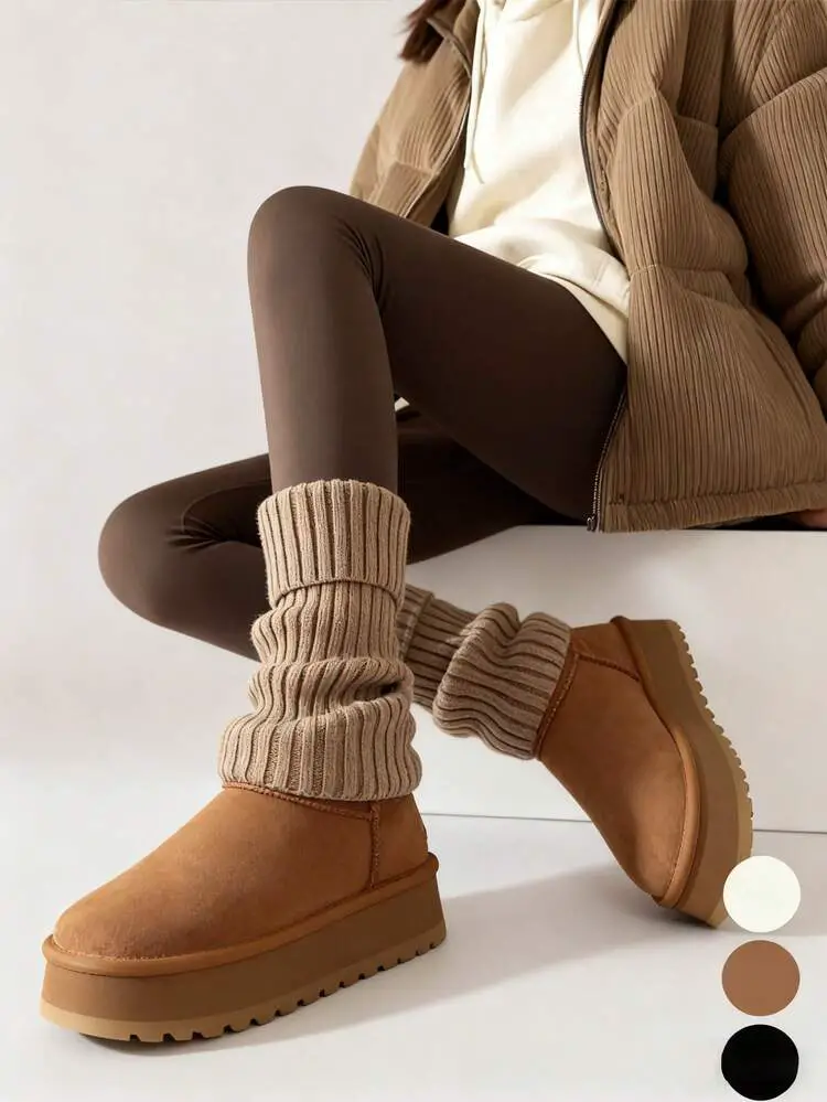 Chunky Knit Leg Warmers with Puffer Jacket Chunky Knit Leg Warmers with Puffer Jacket — Leg Warmers Outfits