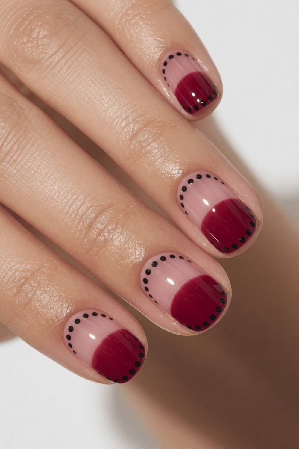 Half-Moon French Tip With Black Dots Visual Idea Half-Moon French Tip With Black Dots Visual Idea — Easy Nail Designs