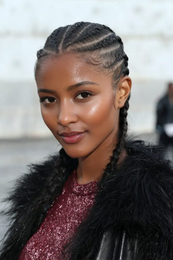 Cornrows Transitioning Into Two Braids — Winter Braid Colors for Black Women