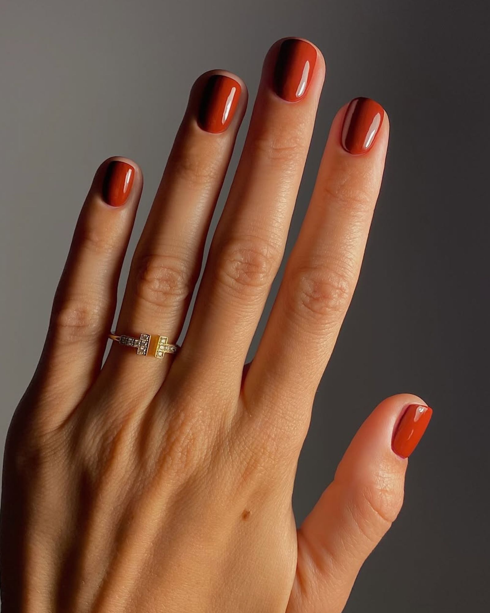 Sophisticated Muted Red-Orange Sophisticated Muted Red-Orange — Winter Red Nails