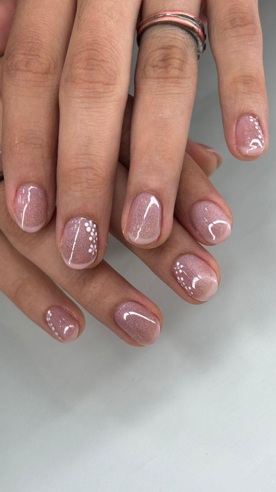 Rosy Pink Shimmer Dot Nails Rosy Pink Shimmer Dot Nails — Nail Art Ideas