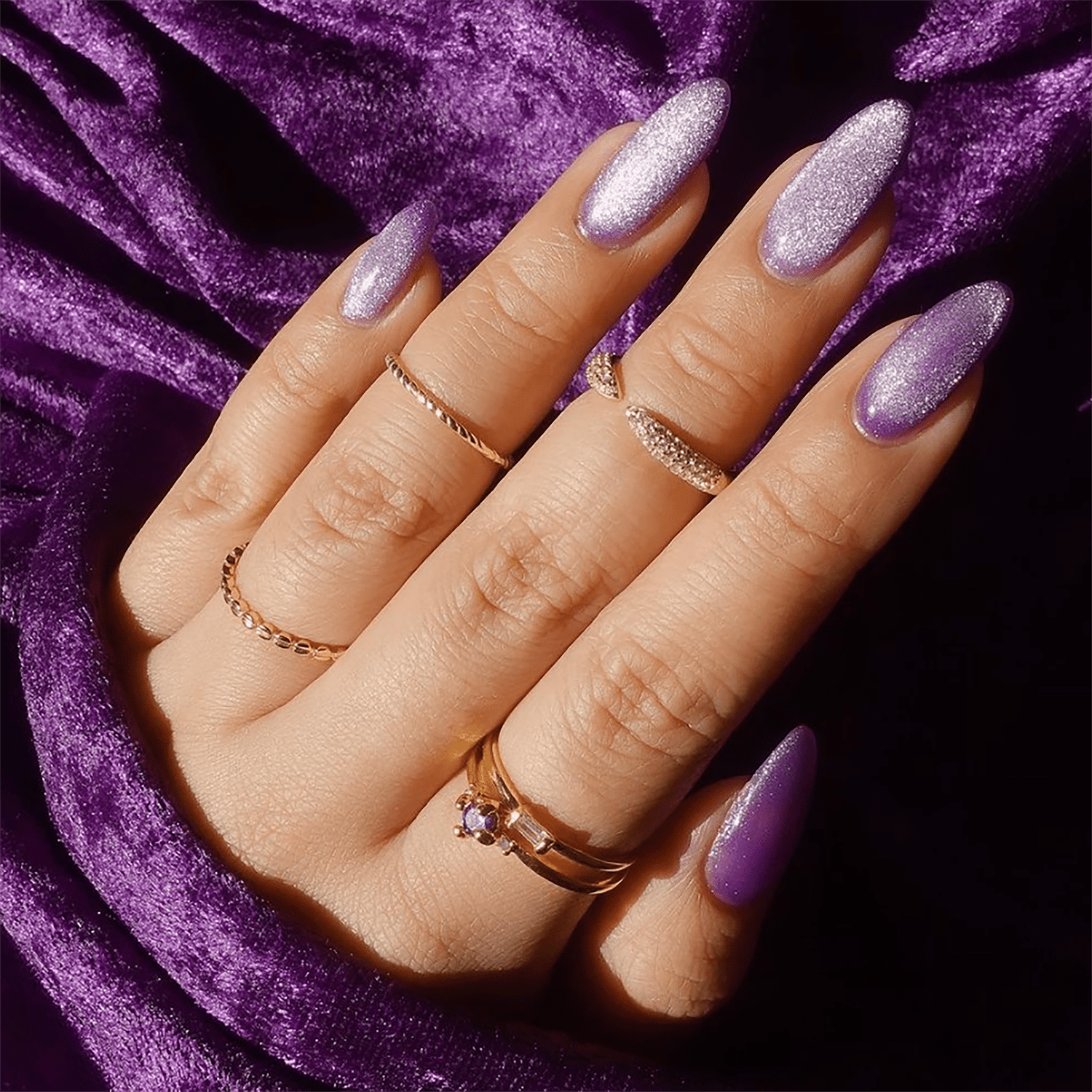 Shimmering Lavender and Deep Purple Stilettos Shimmering Lavender and Deep Purple Stilettos — Winter Purple Nails