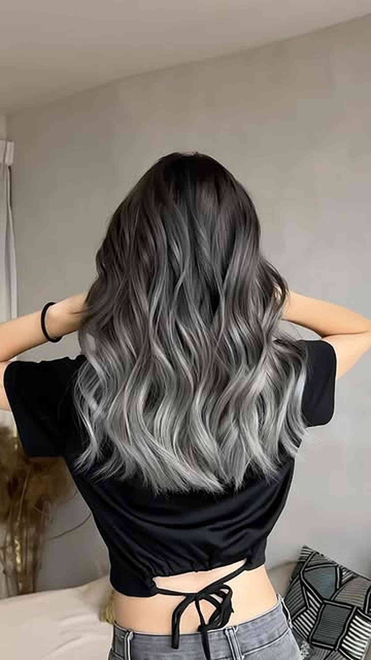 Dark Brown To Ash Grey Gradient Dark Brown To Ash Grey Gradient — Winter Hair Colors for Gray Hair