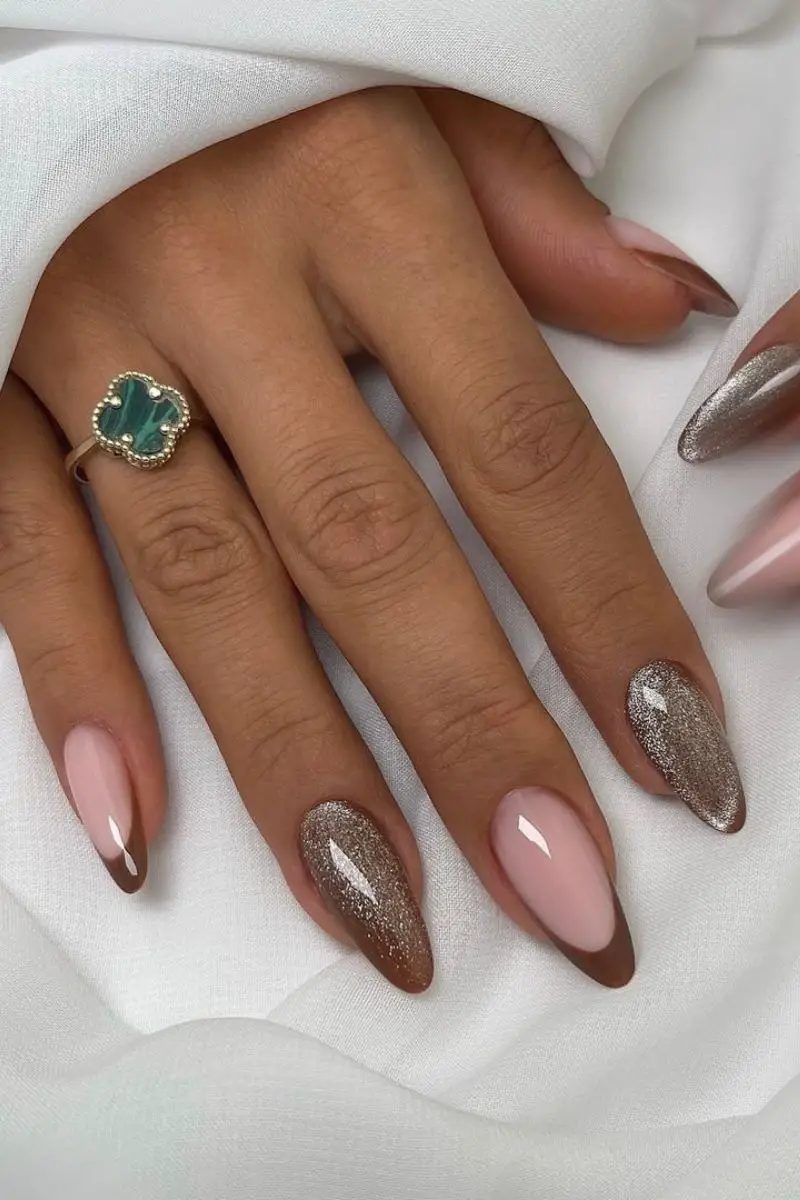 Glitter Accents On Some Nails Visual Idea Glitter Accents On Some Nails Visual Idea — Winter French Tip Nails