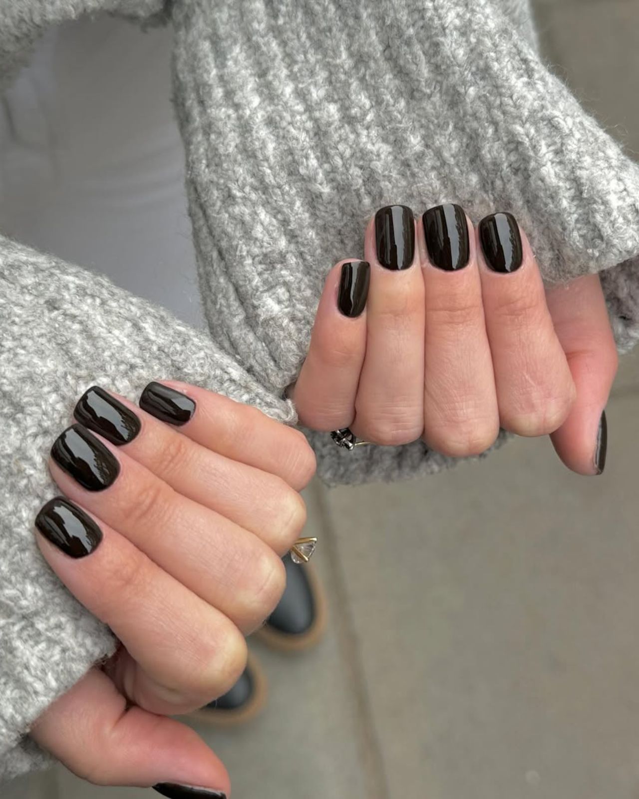 Classic Glossy Black Short Squares Classic Glossy Black Short Squares — Winter Black Nails