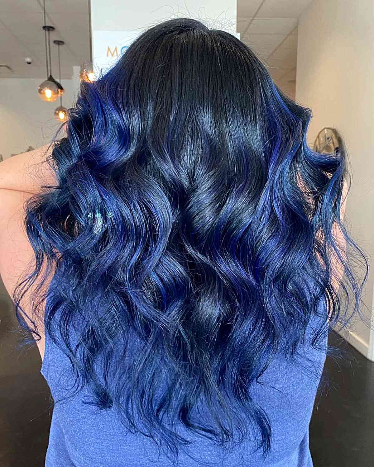 Dark Base With Blue Highlights Dark Base With Blue Highlights — Winter Hair Colors for Blue Eyes