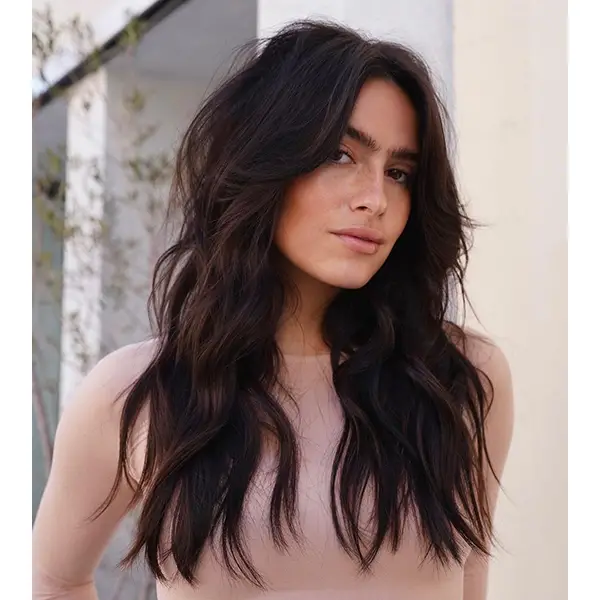 Dark Brown with Face-Framing Layers and Bangs Dark Brown with Face-Framing Layers and Bangs — Winter Haircuts for Long Faces