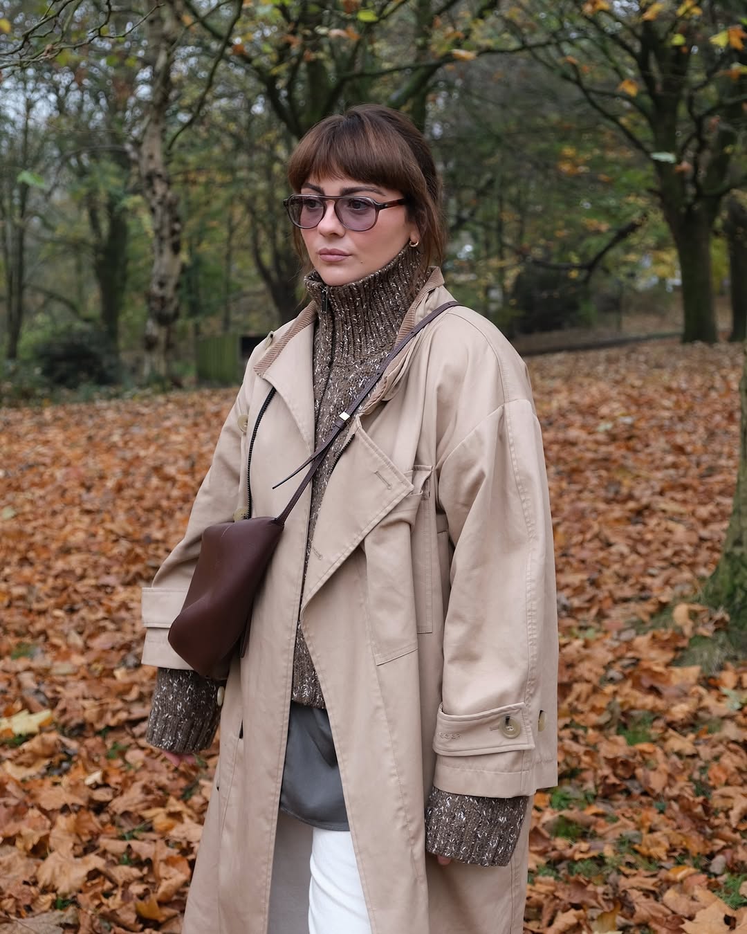Oversized Beige Trench Coat with Patterned Sweater and Loafers — Car Coat Outfits