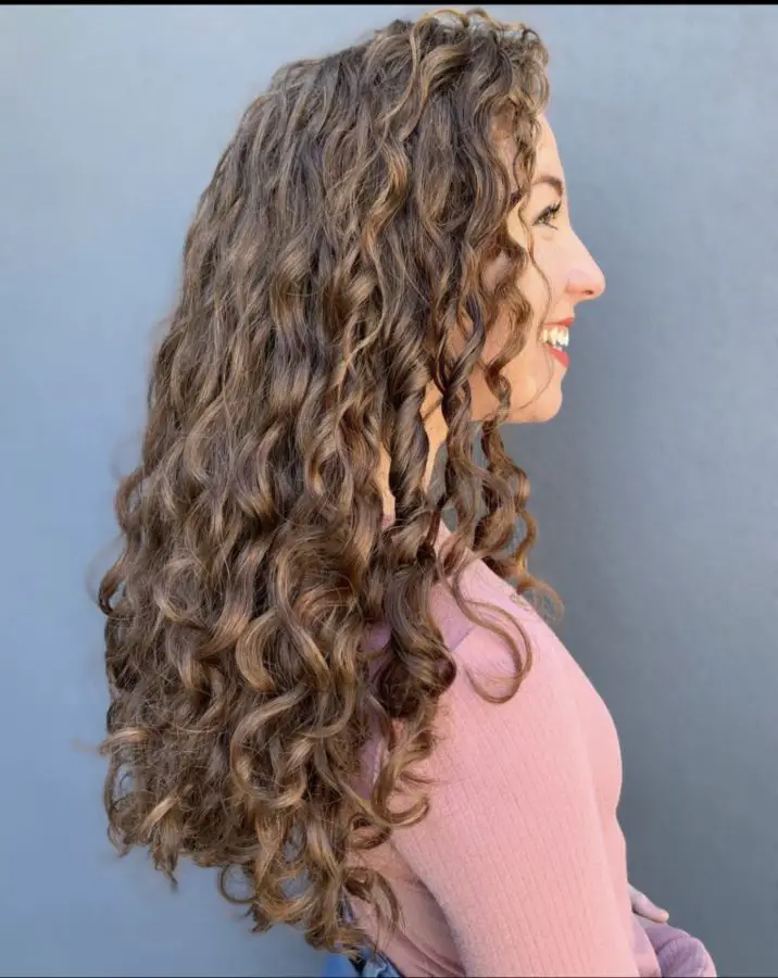 No Bangs Mid-Back Brown Curls With Highlights No Bangs Mid-Back Brown Curls With Highlights — Winter Haircuts for Curly Hair