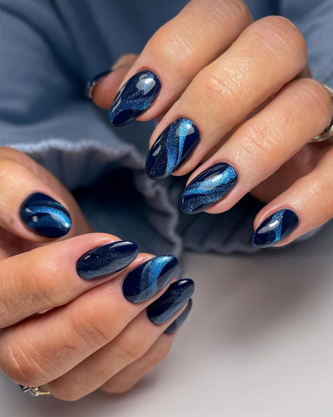 Swirls Of Blue Glitter Visual Idea Swirls Of Blue Glitter Visual Idea — Ombre Nail Designs