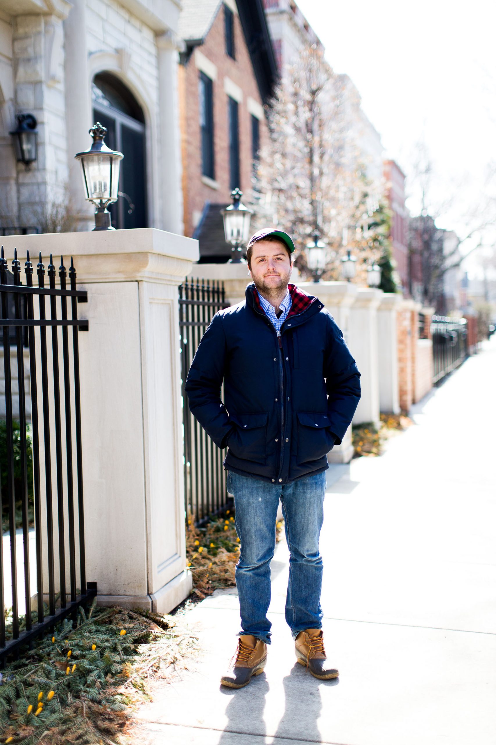 Outdoor Casual: Navy Parka and Plaid Shirt Outdoor Casual: Navy Parka and Plaid Shirt — Winter Outfits for Men