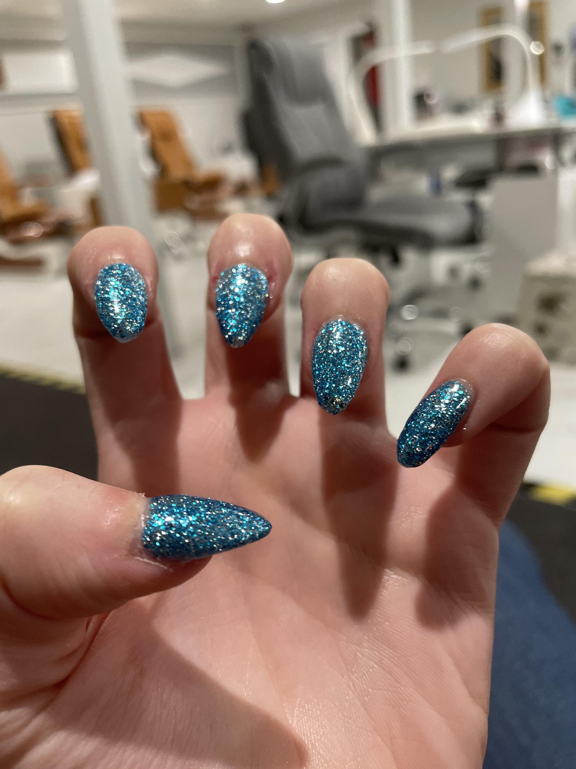 Bright Cool Blue Glitter Nails Bright Cool Blue Glitter Nails — Winter Acrylic Nail Colors