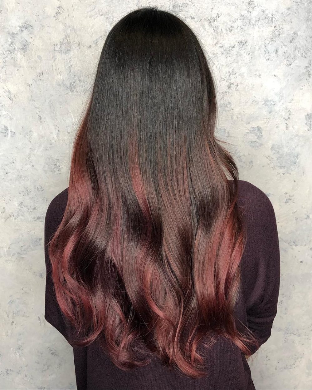 Back View Medium Crop Visual Idea Back View Medium Crop Visual Idea — Burgundy Hair Color
