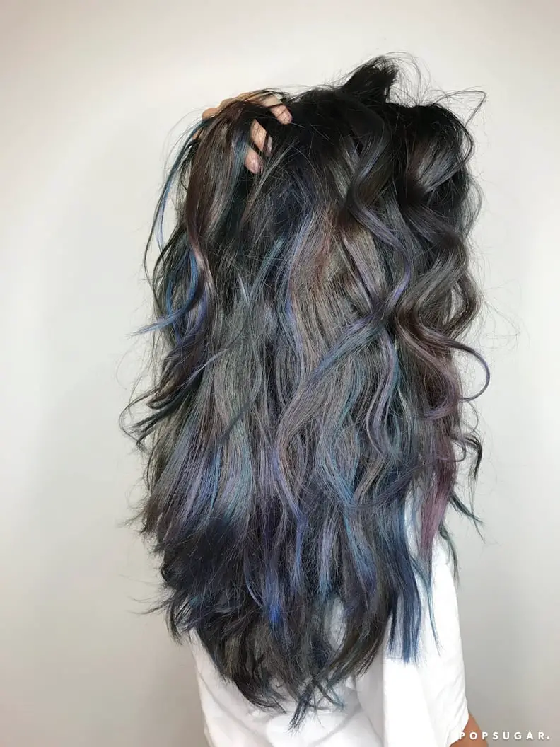 Dark Brown with Multi-Colored Streaks Dark Brown with Multi-Colored Streaks — Winter Ombre Hair