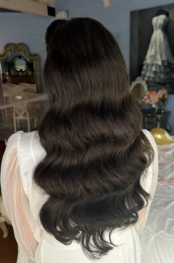 Mid-Back Loose Jet Black Waves Blowout — Long Jet Black Hair