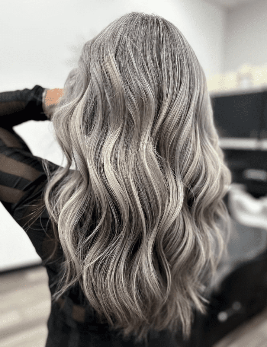 Ash Grey With Silver Highlights — Winter Hair Colors for Women Over 40