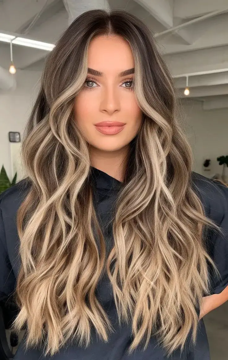 Mid-Back Dark Brown to Ash Blonde Money Piece Mid-Back Dark Brown to Ash Blonde Money Piece — Winter Ombre Hair