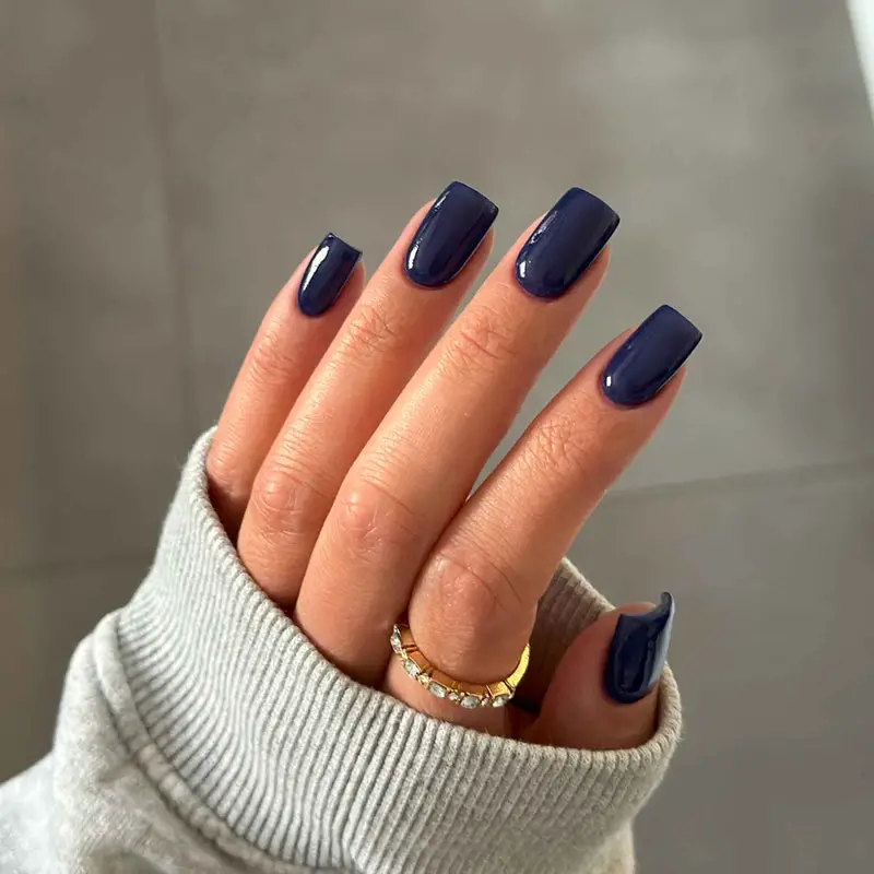 Short Square Visual Idea — Navy Blue Nails