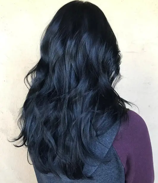 Mid-Back Rich Blue Black Waves Mid-Back Rich Blue Black Waves — Blue Black Hair