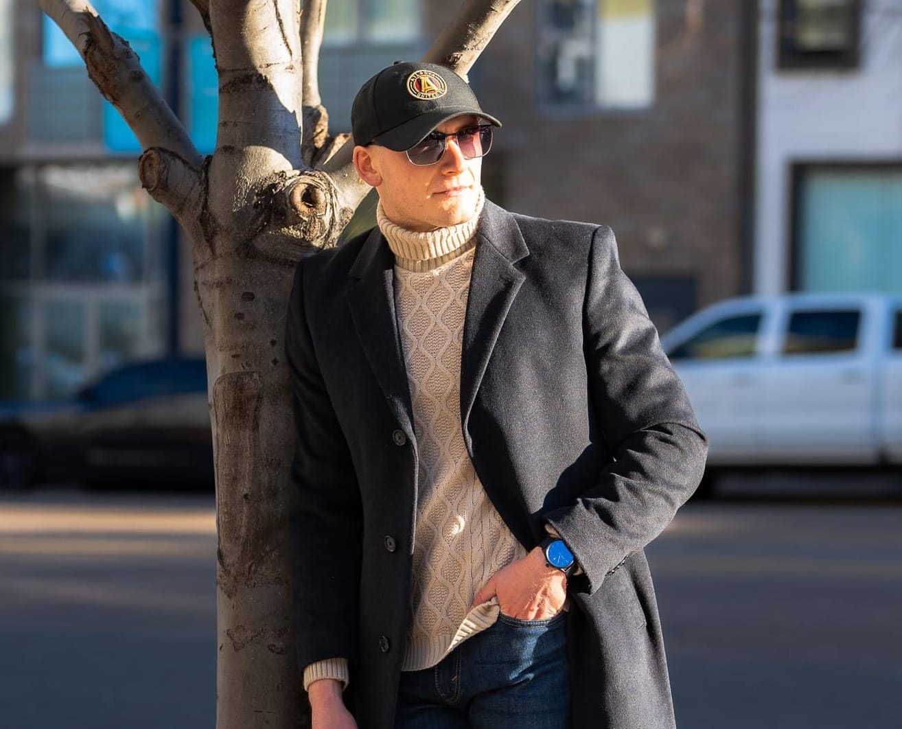 Smart Casual Blend: Wool Overcoat and Cable Knit Smart Casual Blend: Wool Overcoat and Cable Knit — Winter Outfits for Men