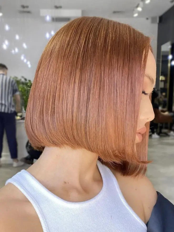 Sleek Rose Gold Chin Bob Sleek Rose Gold Chin Bob — Winter Haircuts for Square Faces