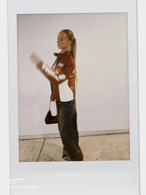 Brown Racing Jacket with Wide-Leg Jeans — Winter Streetwear Outfits