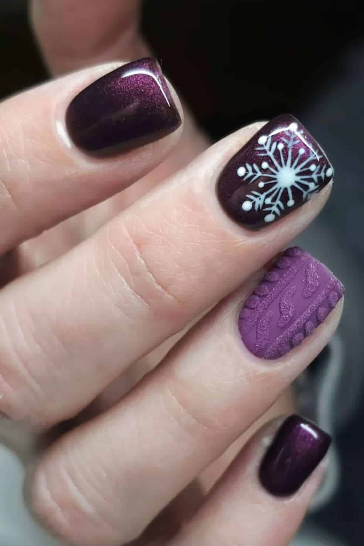 Glossy And Matte Visual Idea — Dark Winter Nails
