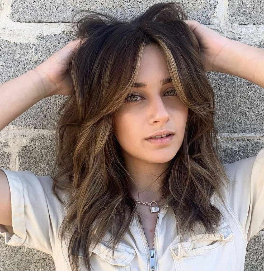 Dark Brown Shag With Face-Framing Highlights Dark Brown Shag With Face-Framing Highlights — Medium Length Winter Haircuts