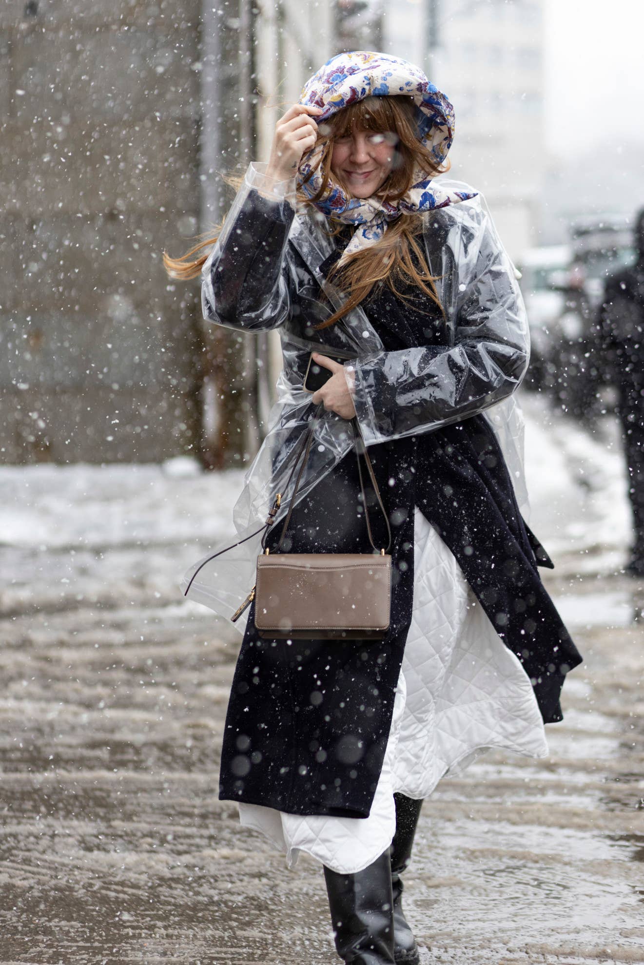 Practical Layering with a Clear Raincoat for Snowy City Walks Practical Layering with a Clear Raincoat for Snowy City Walks — NYC Winter Outfits