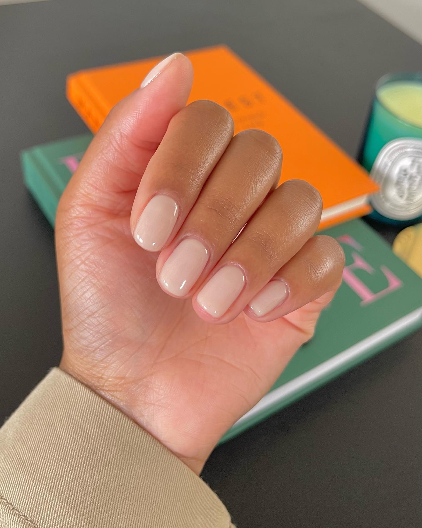 Sheer Pale Nude Glossy Squoval Nails Sheer Pale Nude Glossy Squoval Nails — Neutral Nail Colors