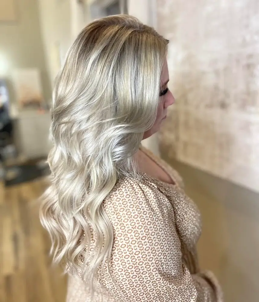 Ash Blonde Collarbone Blowout With Highlights — Cool Winter Hair Colors