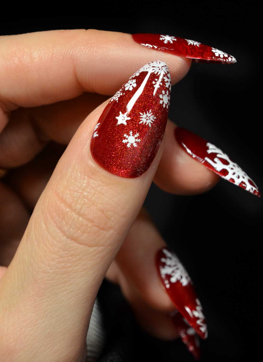 Deep Red White Snowflake Nails Deep Red White Snowflake Nails — Winter Wonderland Nails