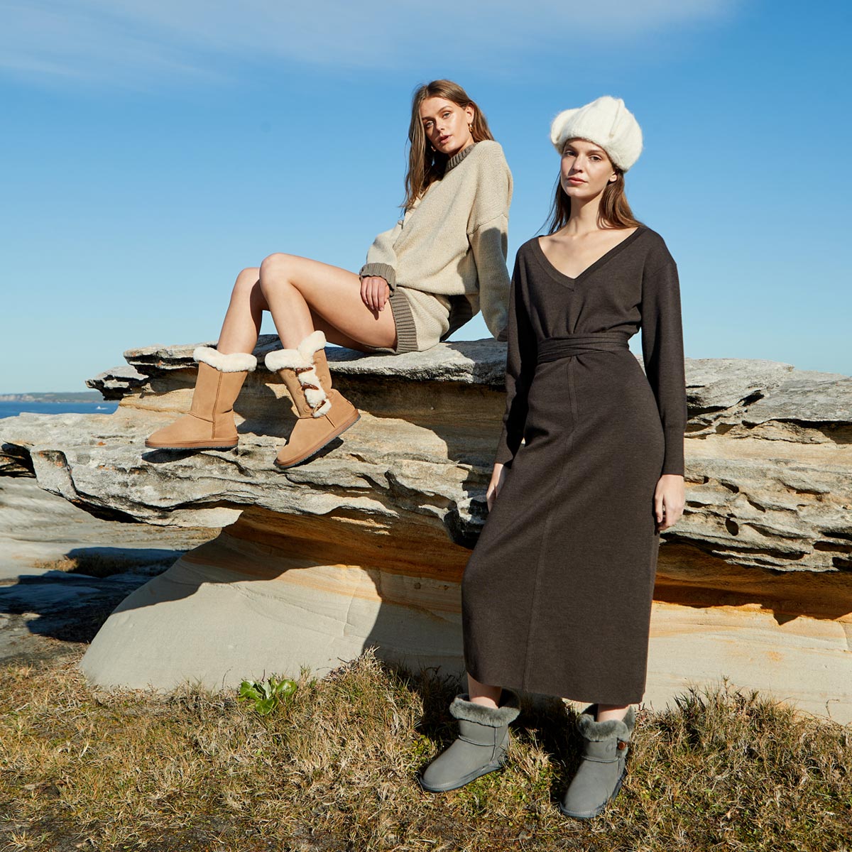 Mid-Calf Uggs in Casual Sets with Sweaters and Dresses — Ugg Boots Outfits