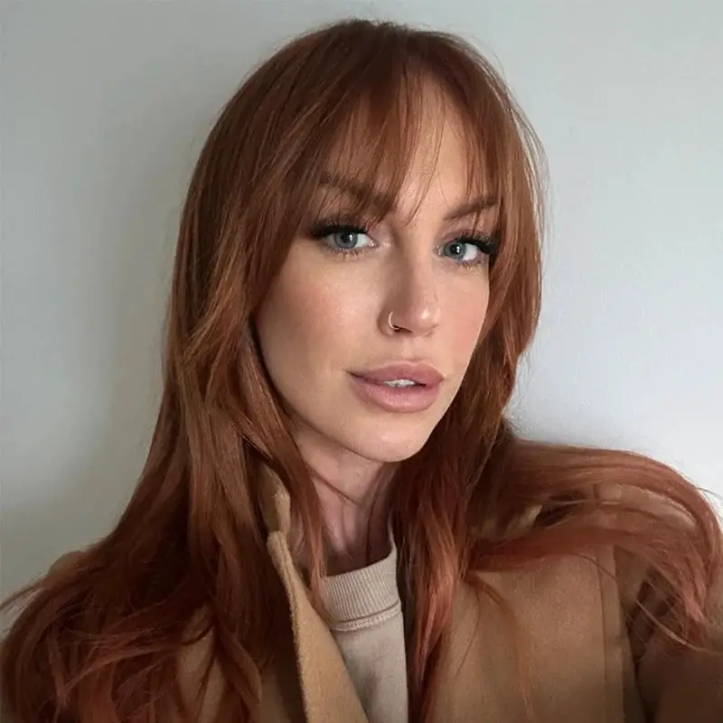 Copper Red Hair With Wispy Bangs — Winter Hairstyles with Bangs
