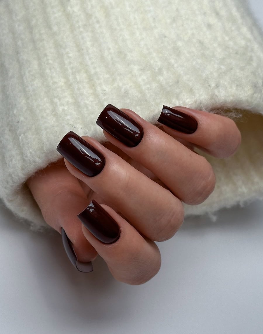 Deep Chocolate Brown Visual Idea Deep Chocolate Brown Visual Idea — Short Winter Acrylic Nails