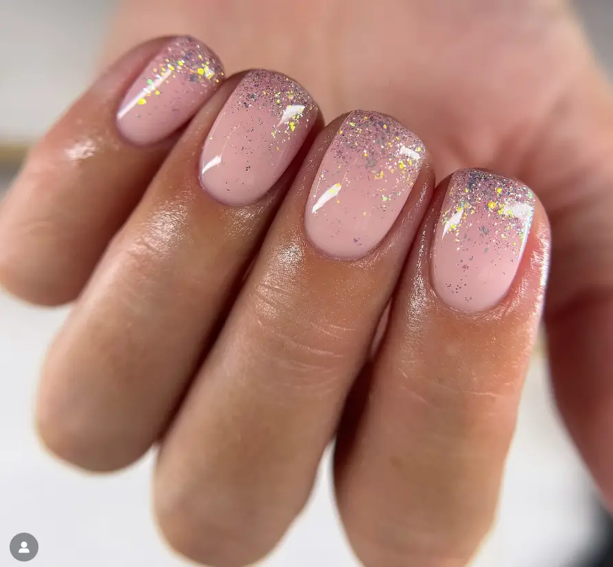 Deep Green Silver Glitter Tips Stiletto — Winter Dip Powder Nails