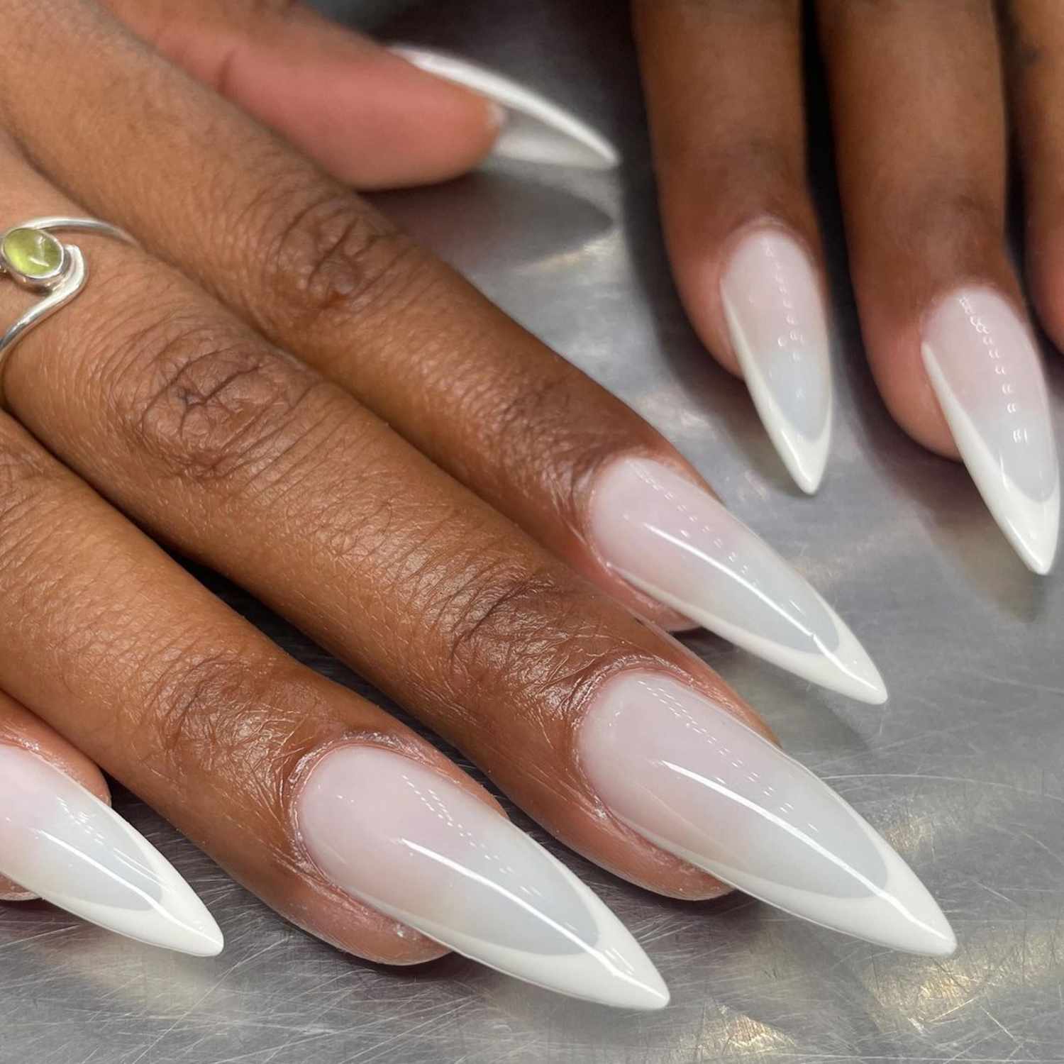 Milky White French Stilettos Milky White French Stilettos — Winter Stiletto Nails