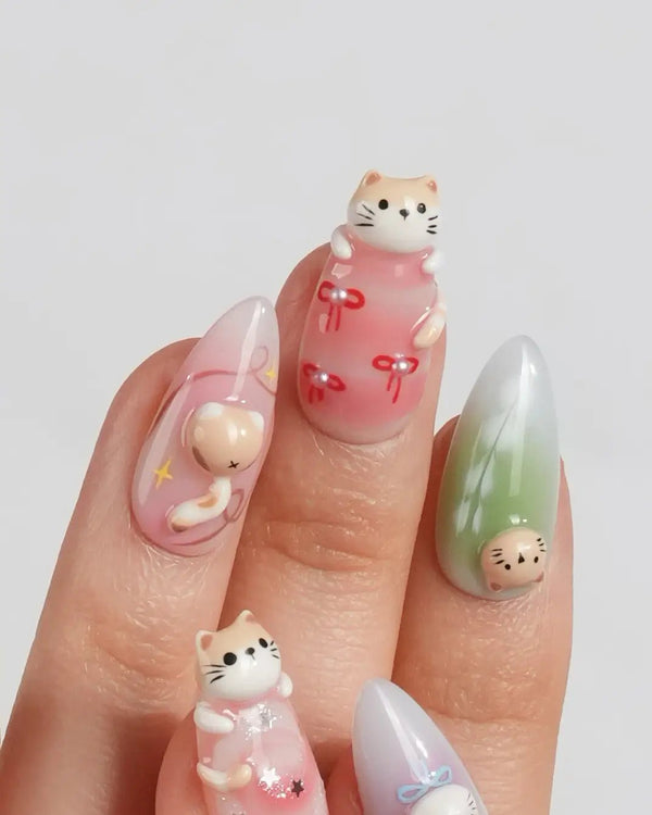 Jelly 3D Cat Stiletto Nails Jelly 3D Cat Stiletto Nails — Nail Art Ideas