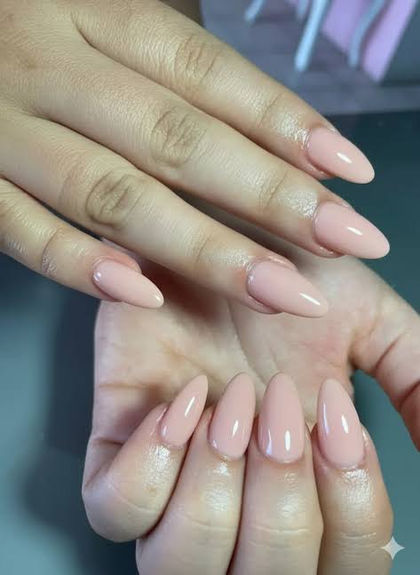 Opaque Light Pink Glossy Almonds Opaque Light Pink Glossy Almonds — Almond Nail Inspo