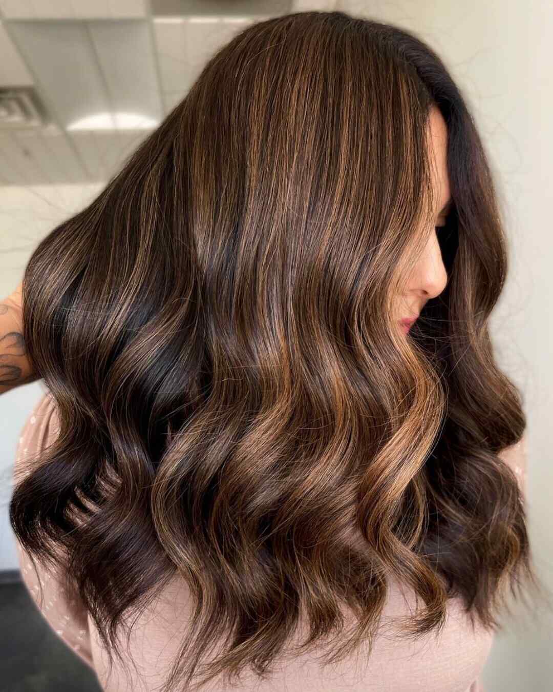 Dark Brown With Golden Ash Blonde Dark Brown With Golden Ash Blonde — Reverse Balayage